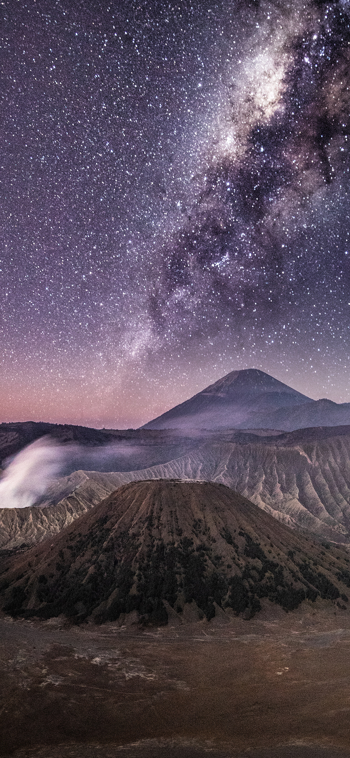[2436×1125]星空 夜景 火山 自然 苹果手机壁纸图片