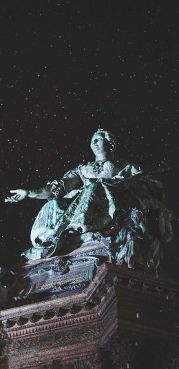 [2436x1125]星空 夜景 雕像 佛像 信仰 苹果手机壁纸图片