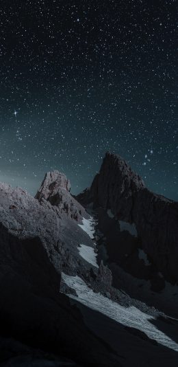 [2436x1125]星空 夜空 山峰 夜晚 苹果手机壁纸图片