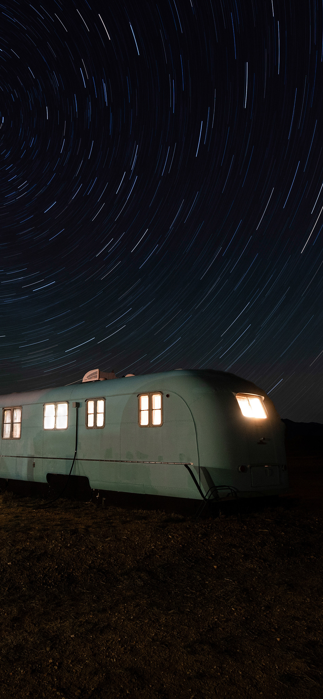 [2436×1125]星空 户外 郊外 夜晚 唯美 苹果手机壁纸图片
