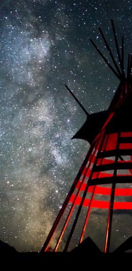 [2436x1125]星空 梦幻 夜景 建筑 苹果手机壁纸图片