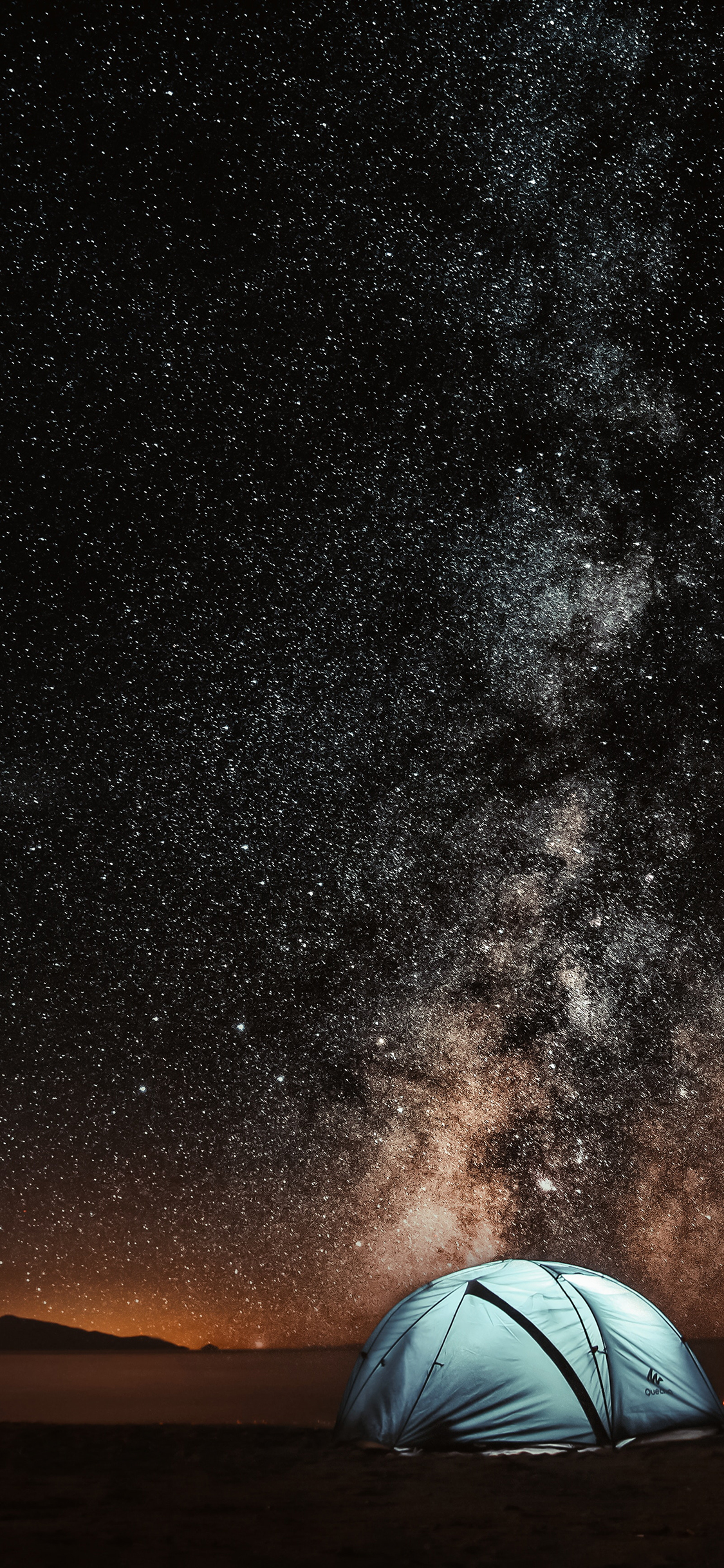 [2436×1125]星空 露营 璀璨 夜晚 苹果手机壁纸图片