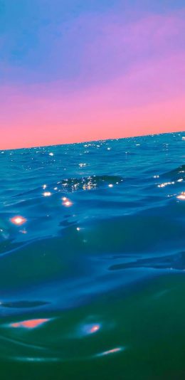 [2436x1125]晚霞 大海 海洋 海水 苹果手机壁纸图片