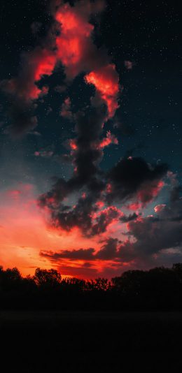 [2436x1125]晚霞 火烧云 星空 唯美 苹果手机壁纸图片