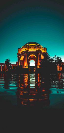 [2436x1125]景点 建筑 罗马风 夜晚 灯光 苹果手机壁纸图片