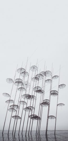 [2436x1125]景点 装饰 雨伞 悬空 创意 苹果手机壁纸图片