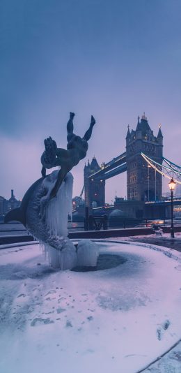 [2436x1125]景点 雕像 石像 结冰 苹果手机壁纸图片