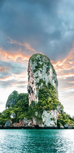 [2436x1125]景色 大海 云彩 岛屿 苹果手机壁纸图片