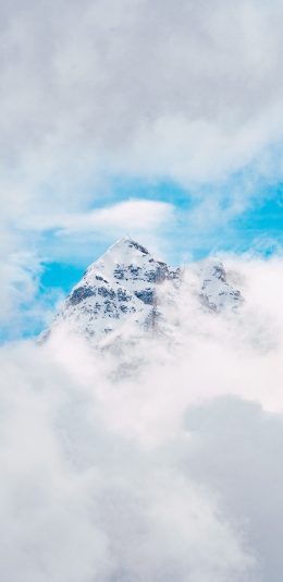 [2436x1125]景色 山顶 云层 天空 蔚蓝 苹果手机壁纸图片