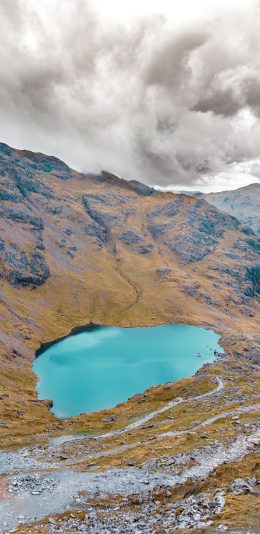 [2436x1125]景色 山顶 天空 高山 湖水 苹果手机壁纸图片