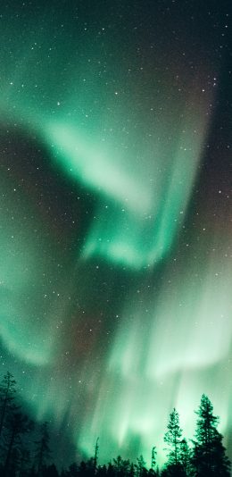 [2436x1125]景色 星空 唯美 极光 苹果手机壁纸图片