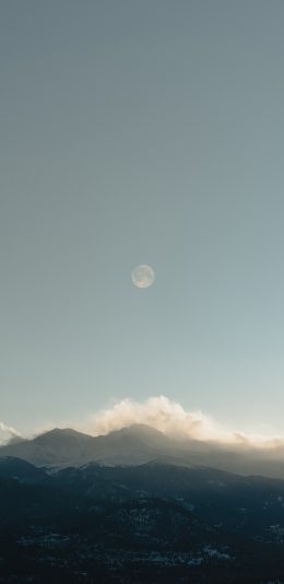 [2436x1125]景色 月亮 天空 群山 苹果手机壁纸图片