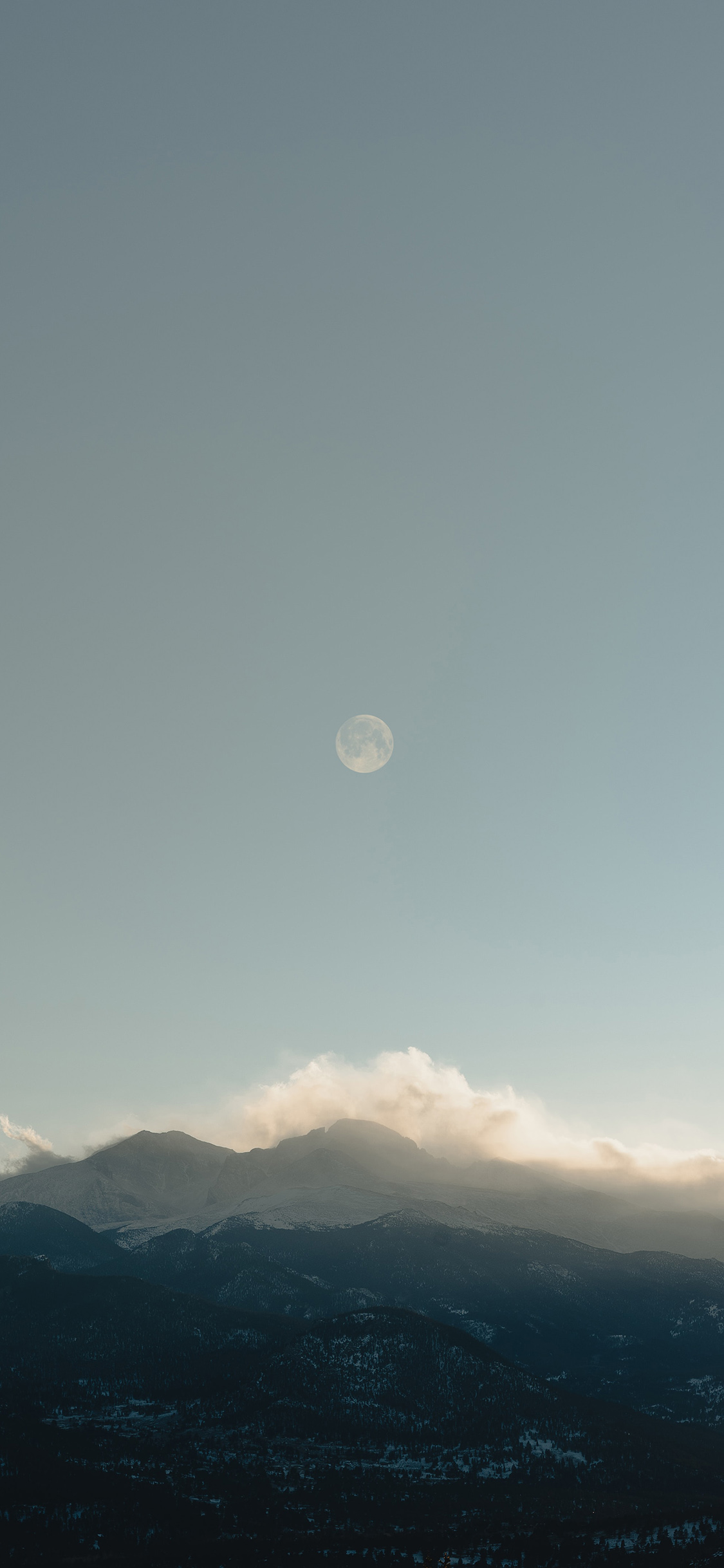 [2436×1125]景色 月亮 天空 群山 苹果手机壁纸图片