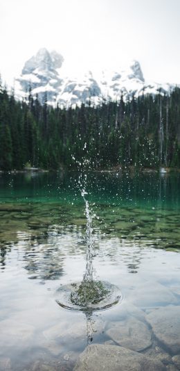 [2436x1125]景色 水花 湖水 清澈 苹果手机壁纸图片