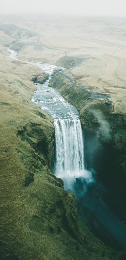 [2436x1125]景色 流水 瀑布 峡谷 苹果手机壁纸图片