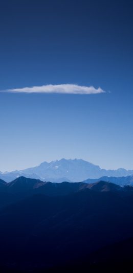 [2436x1125]景色 渐变 蓝 天空 群山 苹果手机壁纸图片