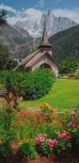 [2436x1125]景色 花田 建筑 唯美 绿植 苹果手机壁纸图片