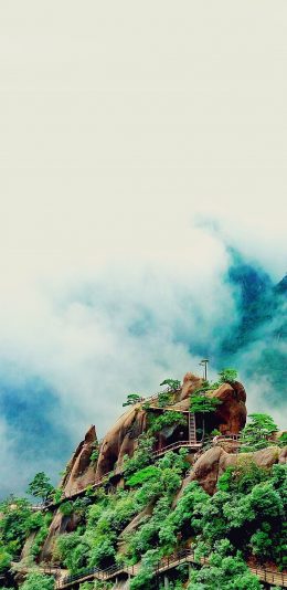 [2436x1125]景色 雨雾缭绕 景区 苹果手机壁纸图片