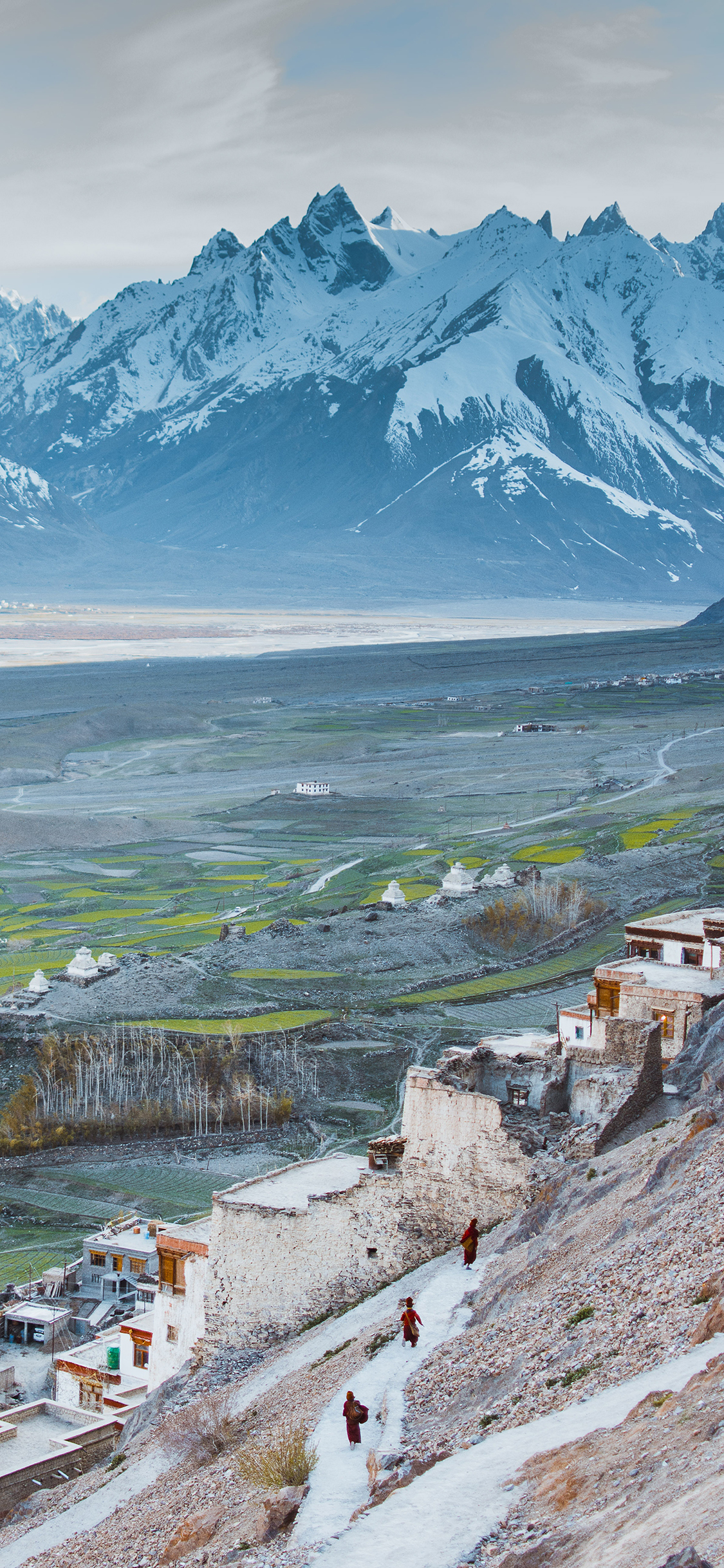 [2436×1125]景色 雪山 田野 海拔 苹果手机壁纸图片