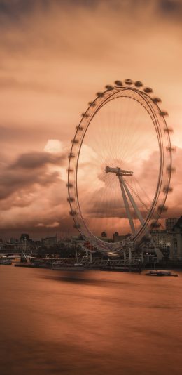 [2436x1125]景色 黄昏 摩天轮 游乐设施 苹果手机壁纸图片