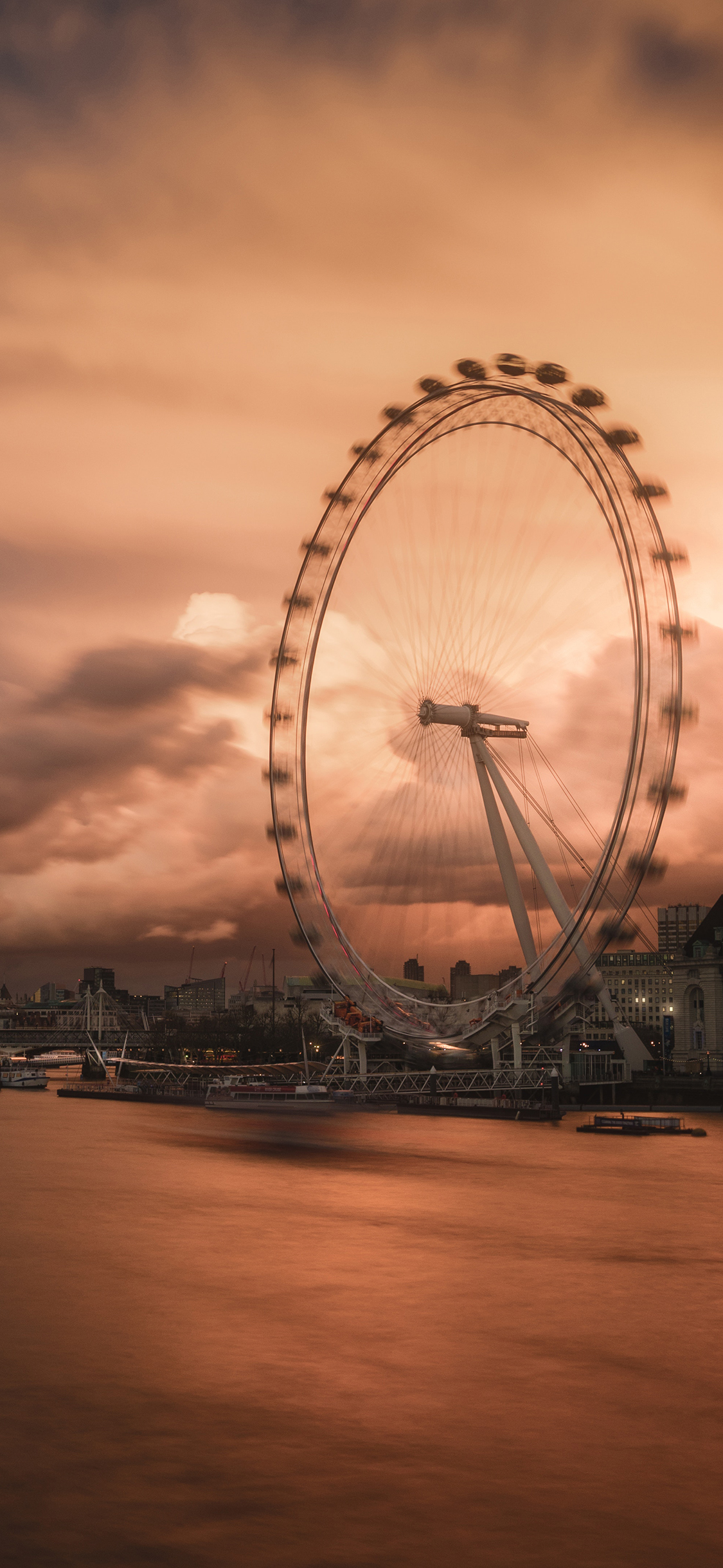 [2436×1125]景色 黄昏 摩天轮 游乐设施 苹果手机壁纸图片