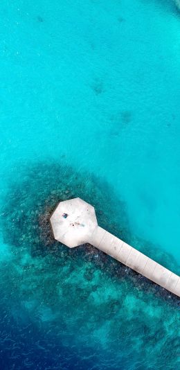 [2436x1125]景观 俯拍 观景台 大海 苹果手机壁纸图片