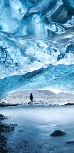 [2436x1125]景观 河流 冰层 唯美 苹果手机壁纸图片