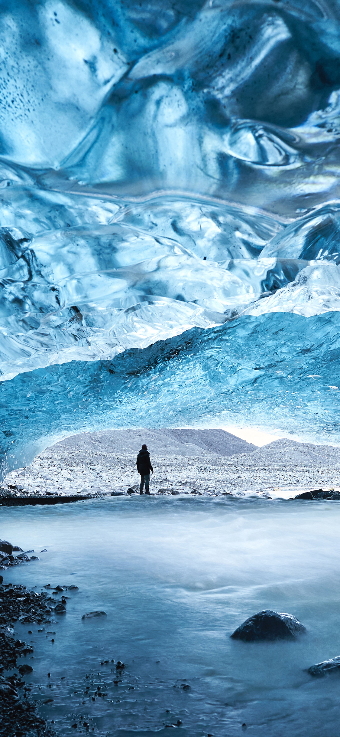 [2436×1125]景观 河流 冰层 唯美 苹果手机壁纸图片