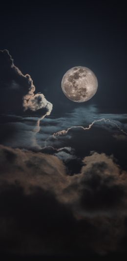 [2436x1125]月亮 云朵 夜晚 天空 苹果手机壁纸图片