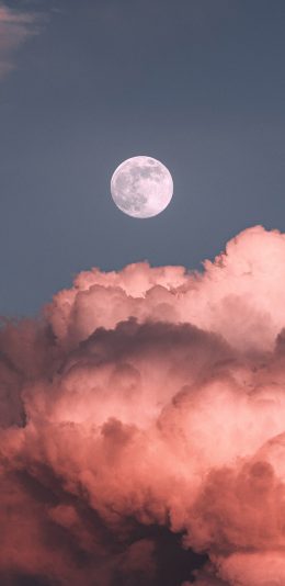 [2436x1125]月亮 云朵 天空 圆月 苹果手机壁纸图片