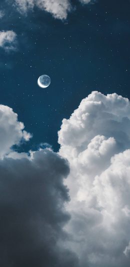 [2436x1125]月亮 夜晚 天空 云朵 苹果手机壁纸图片