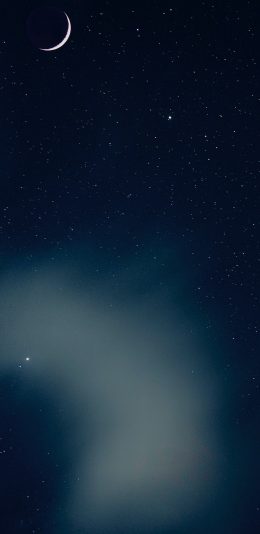 [2436x1125]月亮 星空 夜晚 弯钩 苹果手机壁纸图片