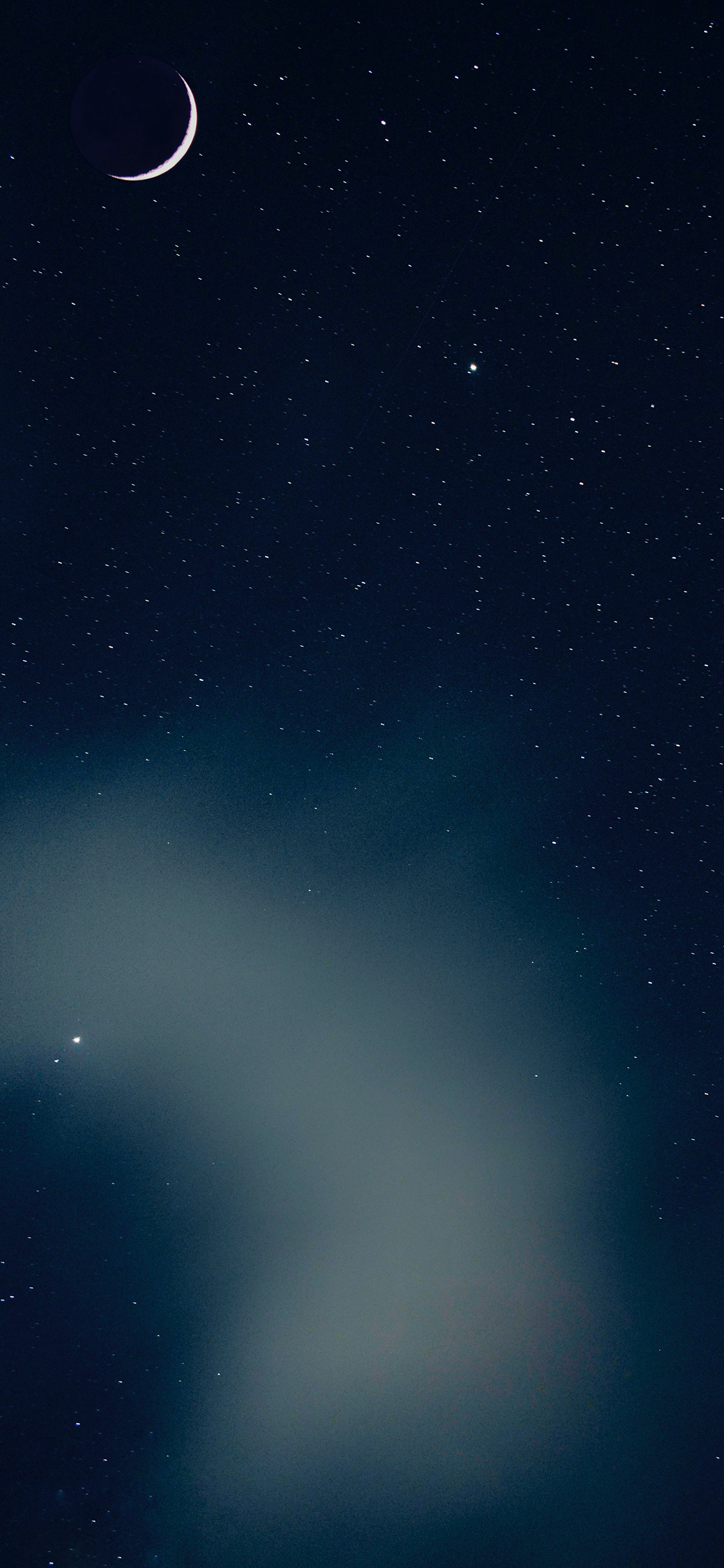 [2436×1125]月亮 星空 夜晚 弯钩 苹果手机壁纸图片