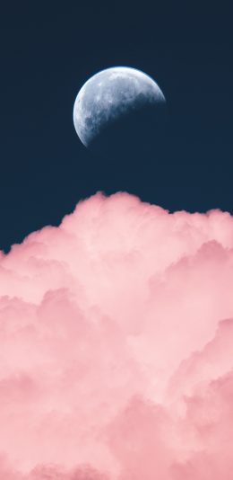 [2436x1125]月亮 月勾 云层 天空 苹果手机壁纸图片