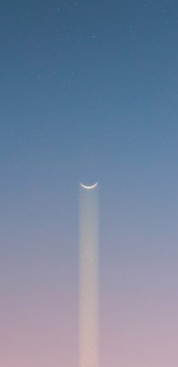 [2436x1125]月亮 月牙 夜空 渐变 星空 梦幻 苹果手机壁纸图片