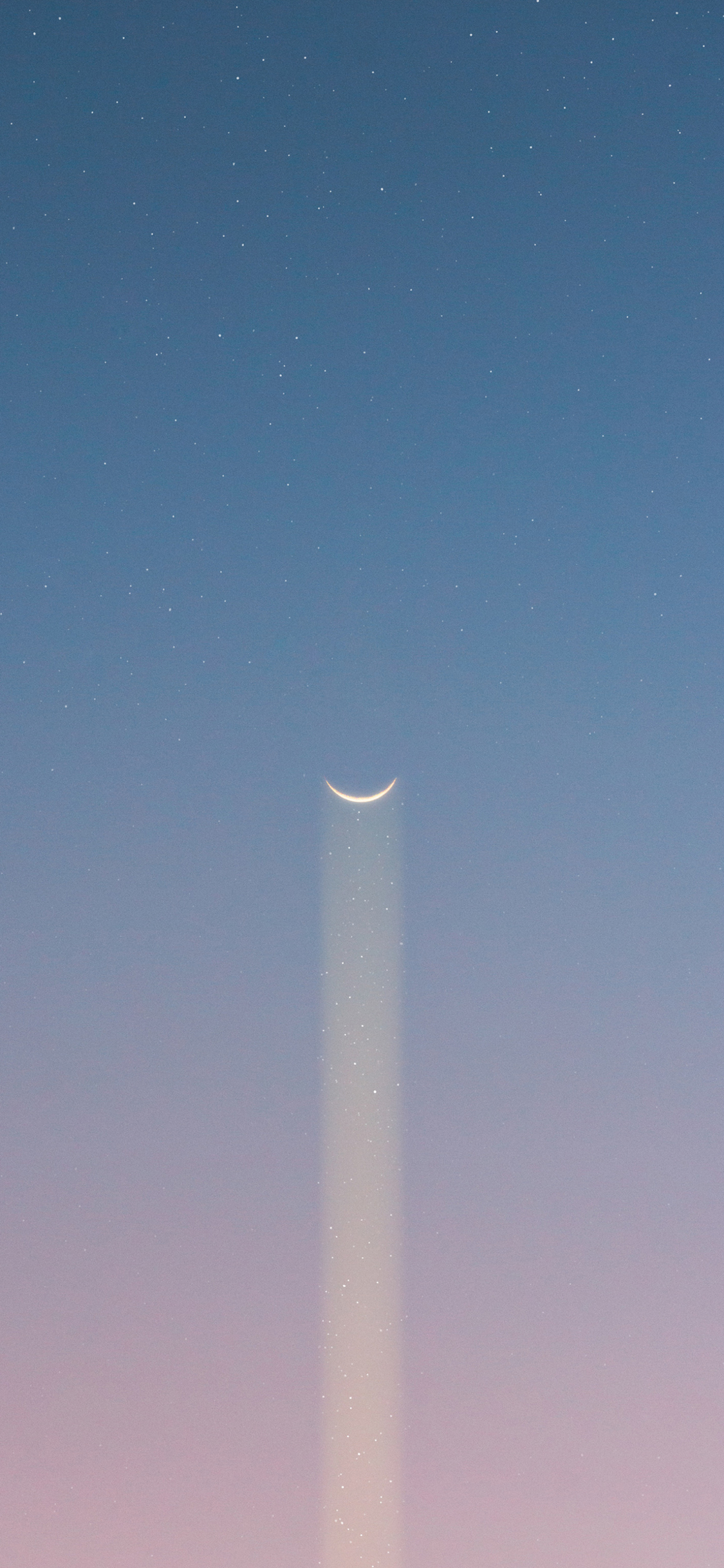 [2436×1125]月亮 月牙 夜空 渐变 星空 梦幻 苹果手机壁纸图片