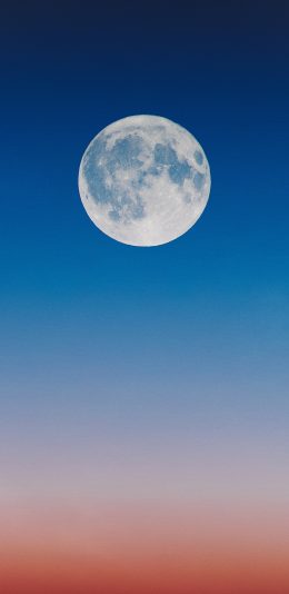 [2436x1125]月亮 月球 天空 渐变 苹果手机壁纸图片