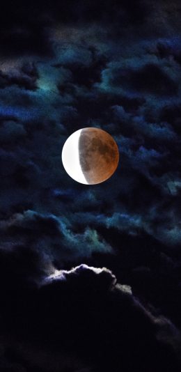 [2436x1125]月亮 黑夜 月夜 云 苹果手机壁纸图片
