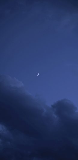 [2436x1125]月夜 夜空 月亮 蓝色（取自微博@overwater） 苹果手机壁纸图片