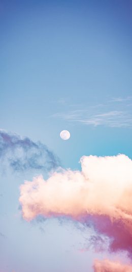 [2436x1125]月球 月亮 蓝天 云彩 苹果手机壁纸图片