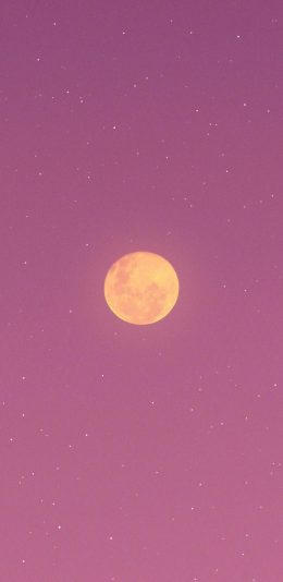 [2436x1125]月色 紫色 渐变 夜晚 圆月 星空 苹果手机壁纸图片