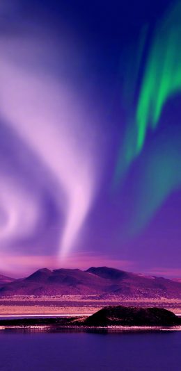 [2436x1125]极光 唯美 大自然 山脉 苹果手机壁纸图片