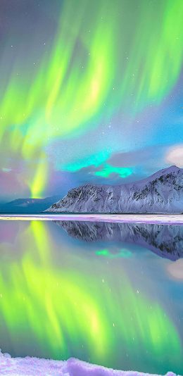 [2436x1125]极光 唯美 极地 冰川 苹果手机壁纸图片