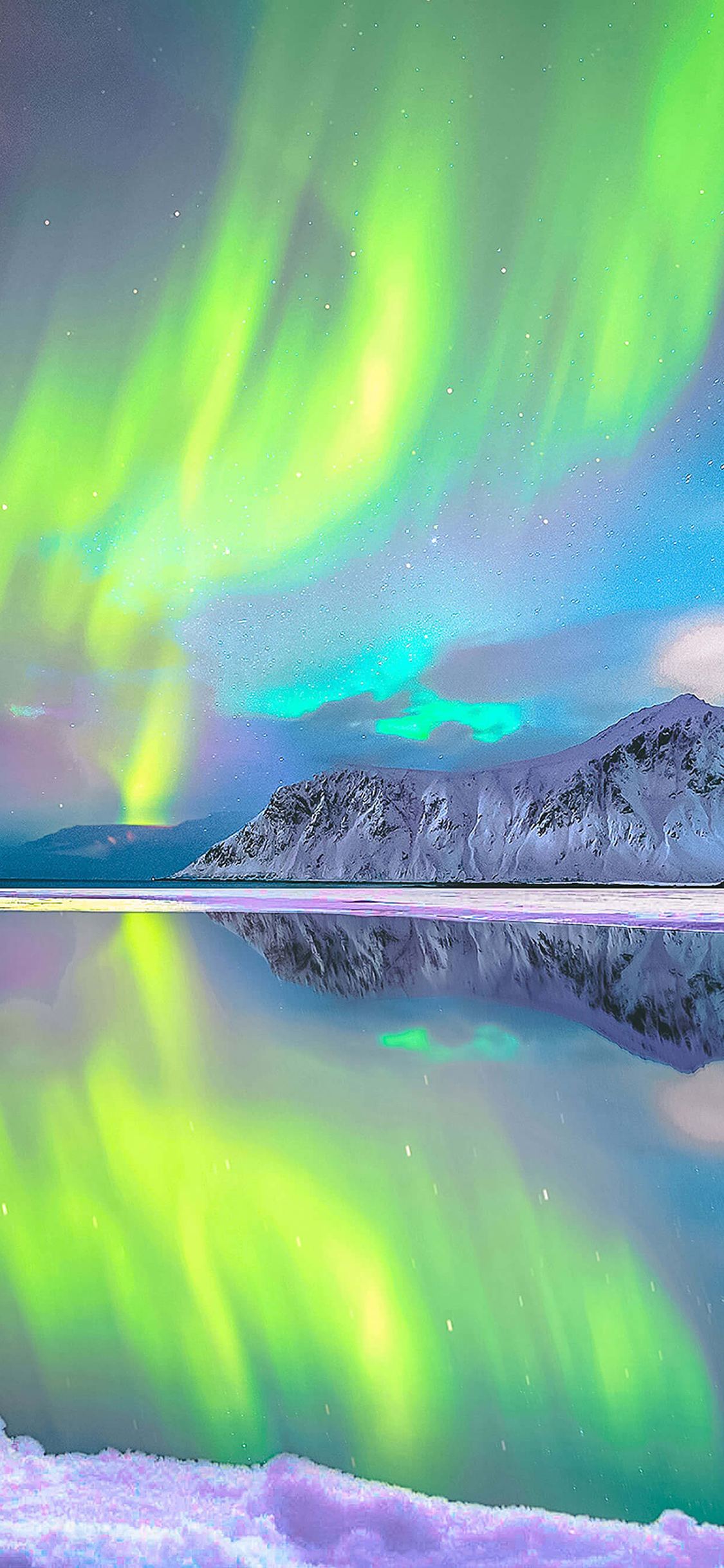 [2436×1125]极光 唯美 极地 冰川 苹果手机壁纸图片