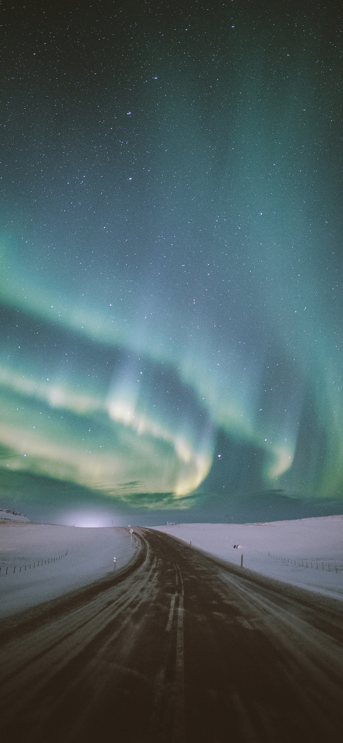 [2436×1125]极光 夜景 唯美  极地 苹果手机壁纸图片