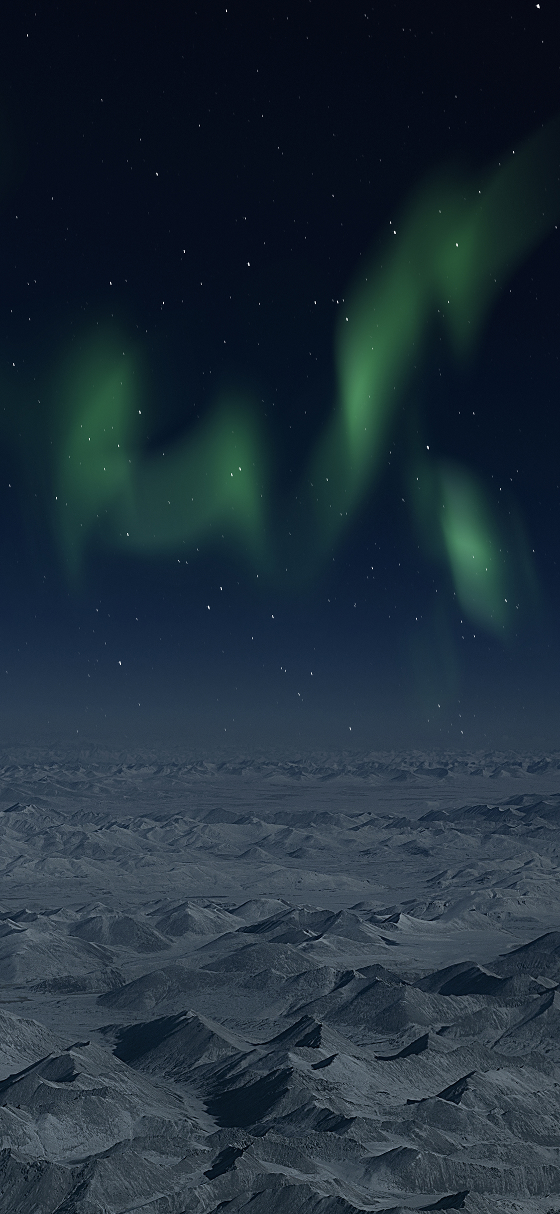 [2436×1125]极光 雪山 自然 天文现象 夜晚 苹果手机壁纸图片