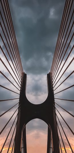 [2436x1125]枪 钢索 架构 建筑 苹果手机壁纸图片