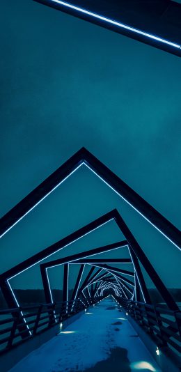 [2436x1125]栈道 桥 几何 黑夜 路 苹果手机壁纸图片