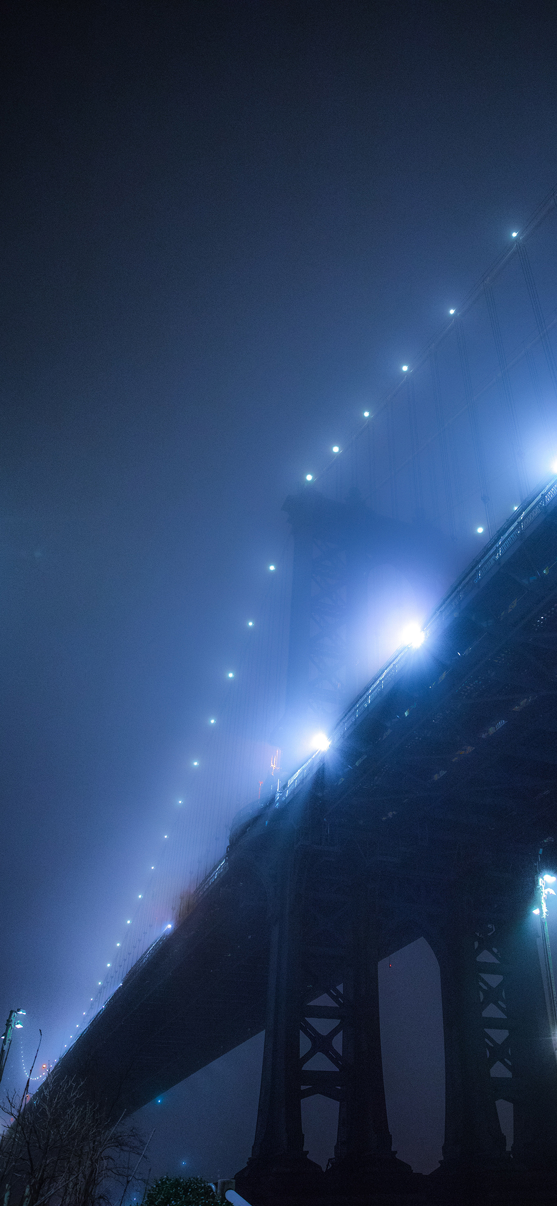 [2436×1125]桥梁 夜晚 灯光 璀璨 苹果手机壁纸图片