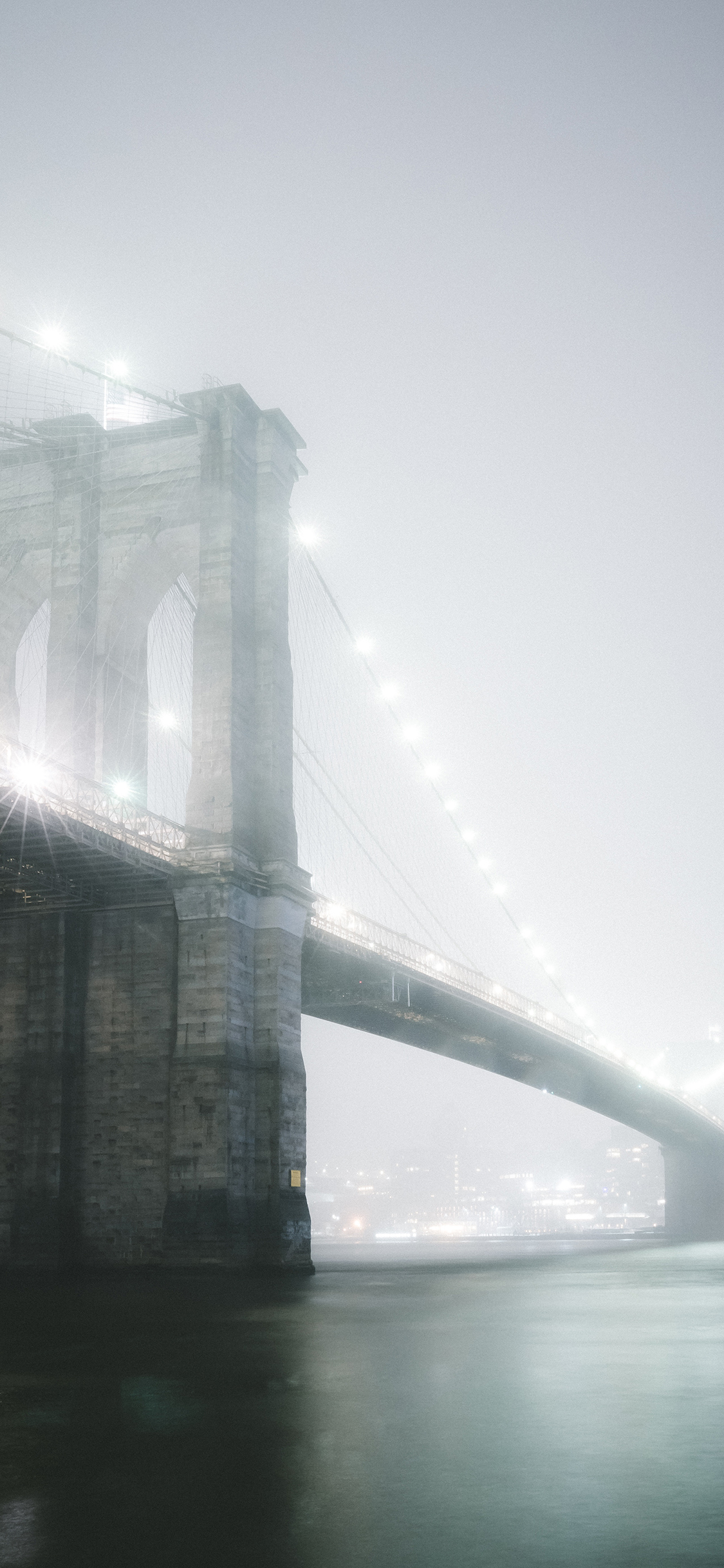 [2436×1125]桥梁 河面 夜晚 灯光 苹果手机壁纸图片